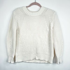 Everlane Texture Cotton Crew Sweater Ivory White Cream Neutral Size Small